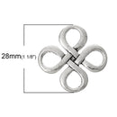 4 Antique Silver CHINESE KNOT Connector Links, 28x28mm  chs1379