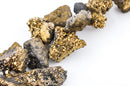 Half Strand Nugget Beads, Titanium Coated Crystal Quartz DRUZY AGATE Geodes, Metallic Gold gdz0026