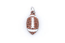 2 Rhinestone Bright Silver and Enamel FOOTBALL Charm Pendant 22mm x 12mm chs1023