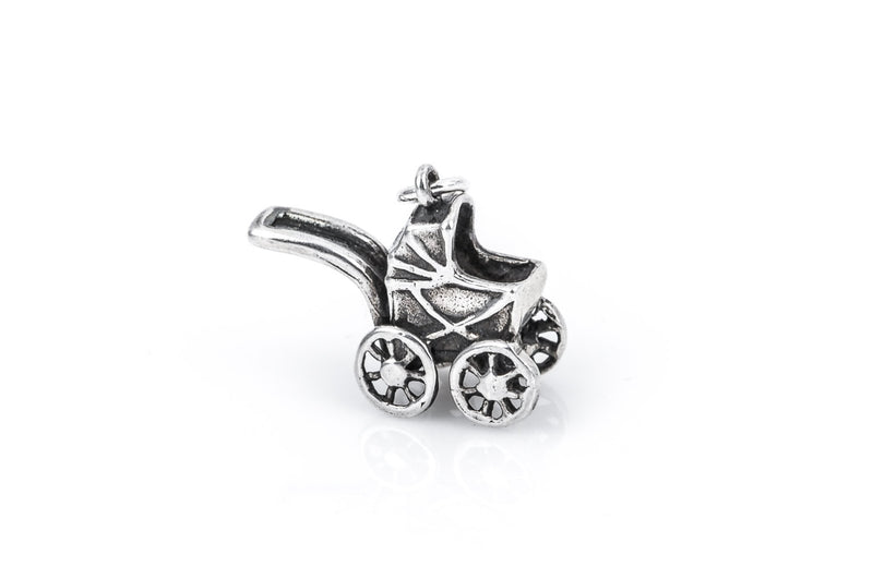 3D BABY Stroller Sterling Silver Charm Pendant,  pms0197