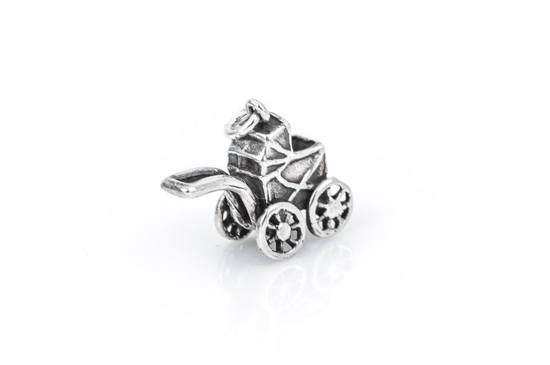 3D BABY Stroller Sterling Silver Charm Pendant,  pms0197