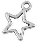 25 Antique Silver OPEN STAR Charm Pendants  chs1386