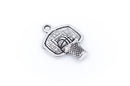 10 Antique Silver BASKETBALL and HOOP Charm Pendants  chs1384