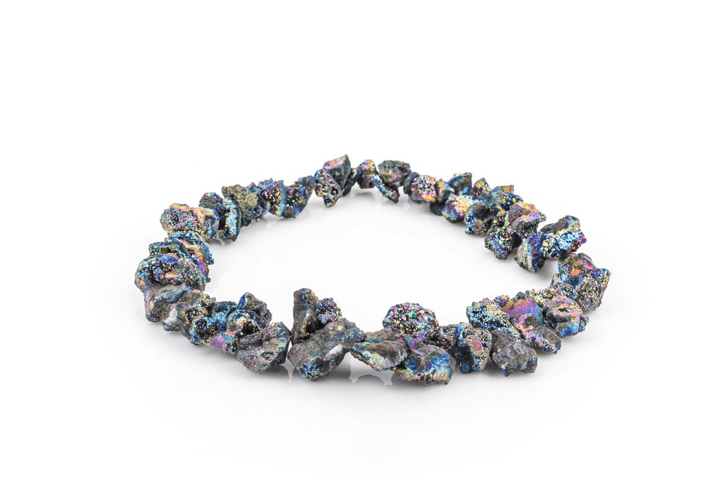 Druzy Quartz Nugget Beads, Rainbow Titanium Coated Crystal DRUZY AGATE