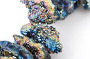 Druzy Quartz Nugget Beads, Rainbow Titanium Coated Crystal DRUZY AGATE Geode beads, Mystic Rainbow, half strand, gdz0027