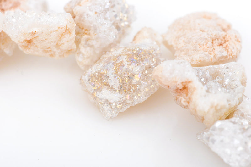 Half Strand Nugget Beads, Titanium Coated Crystal DRUZY AGATE Geodes, Starlight White gdz0024