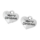 20 bulk package Antique Silver Rhinestone "Merry Christmas" Heart Charm Pendant 17x14mm  chs1393b