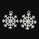 2 Large WHITE Enamel Silver Plated Rhinestone SNOWFLAKE Charm Pendants, 1-5/8"  che0383