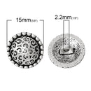 6 Antique Silver Metal Round SWIRL Pattern Circle Shank Buttons for Jewelry Making, Scrapbooking, Sewing  but0181
