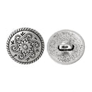 10 Antique Silver Metal Round FLOWER Circle Shank Buttons for Jewelry Making, Scrapbooking, Sewing  but0183