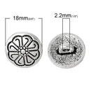 10 Antique Silver Metal Round FLOWER Circle Shank Buttons for Jewelry Making, Scrapbooking, Sewing  but0180