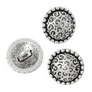 6 Antique Silver Metal Round SWIRL Pattern Circle Shank Buttons for Jewelry Making, Scrapbooking, Sewing  but0181