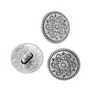 10 Antique Silver Metal Round FLOWER Circle Shank Buttons for Jewelry Making, Scrapbooking, Sewing  but0183