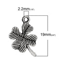 10 Antique Silver FOUR-LEAF Clover Charm Pendants  chs1400