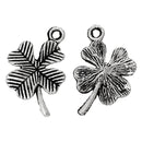 10 Antique Silver FOUR-LEAF Clover Charm Pendants  chs1400