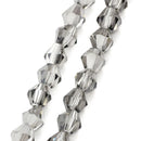 1 Strand SILVER METALLIC and CLEAR Faceted Bicone Glass Crystal Beads, half plated, 6x6mm  bgl0746
