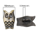 4 Antique Bronze 2-Hole OWL Metal Buttons for Jewelry Making, Scrapbooking, Sewing  but0185