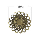 10 Antique Bronze Vintage Filigree Circle Metal Cabochon Setting Embellishment Findings (fits 16mm cabs)  fil0042