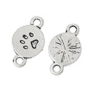 10 Antique Silver Stamped PAW PRINT Circle Charm Connector Links, 17x10mm  chs1404