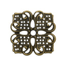10 Antique Bronze Flat Vintage Filigree Square Metal Embellishment Findings  fil0040