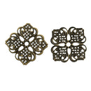 10 Antique Bronze Flat Vintage Filigree Square Metal Embellishment Findings  fil0040
