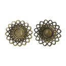 10 Antique Bronze Vintage Filigree Circle Metal Cabochon Setting Embellishment Findings (fits 16mm cabs)  fil0042