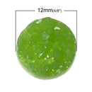 10 Round Resin Grass GREEN DRUZY CABOCHONS, 12mm  cab0217