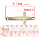 10 Antique Bronze Sideways CROSS Charm Connector Links, 37x16mm  chb0278