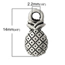 10 Small 3D Antique Silver PINEAPPLE Charm Pendants  chs1405