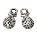 10 Small 3D Antique Silver PINEAPPLE Charm Pendants  chs1405