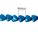 6mm Titanium Coated PEACOCK BLUE HEART Hematite Gemstone Beads, full strand, 72 beads ghe0038
