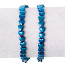 6mm Titanium Coated PEACOCK BLUE HEART Hematite Gemstone Beads, full strand, 72 beads ghe0038