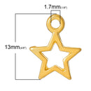 20 Bright Gold Plated Open STAR Charm Pendants  chg0132