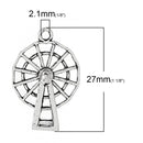 2 Moveable Antique Silver FERRIS WHEEL Charm Pendants  chs1407