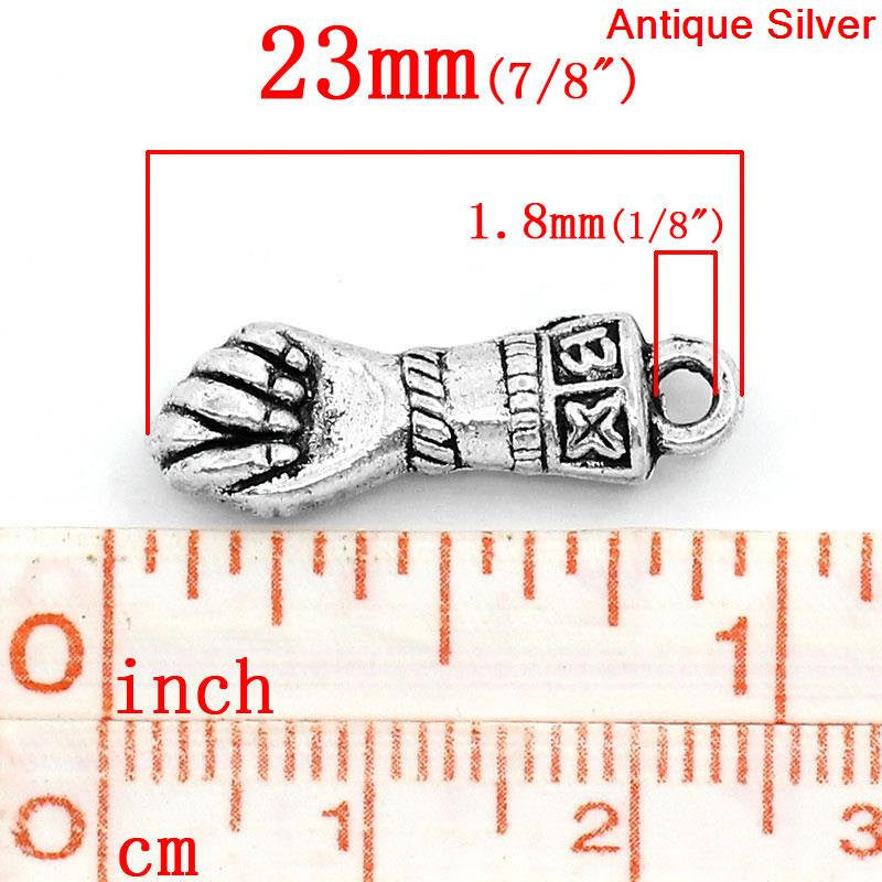 6 Antique Silver Good Luck FIGA FIST Hand Charm Pendants  chs1408