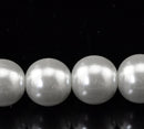 25 BRIDAL WHITE Round Glass Pearl Beads, 14mm  bgl0748