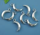 5 Large Antique Silver CRESCENT MOON Charm Pendants, 31x14mm, chs1410