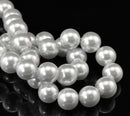 25 BRIDAL WHITE Round Glass Pearl Beads, 14mm  bgl0748
