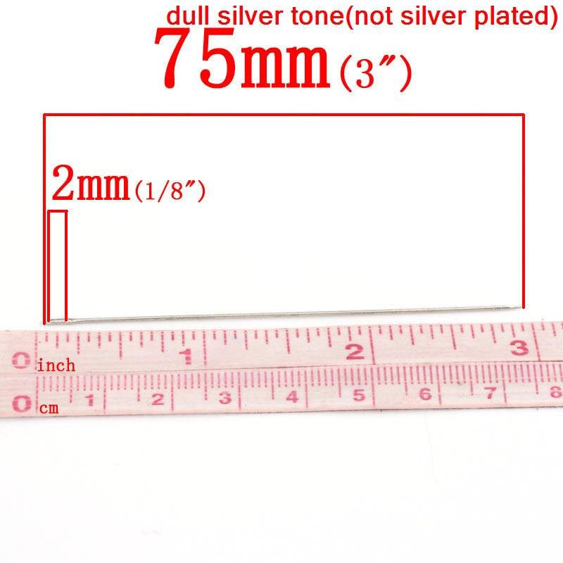 5 Silver Tone Bead Threading Needles, 75mm (3") long  tol0178