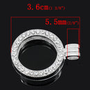 1 Silver Plated Rhinestone Hollow Round Locket, 3.6x2.8cm  chs1420