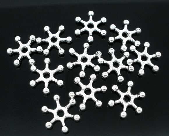 50 Silver Tone SNOWFLAKE Metal Spacer Beads, 16x14mm  bme0284