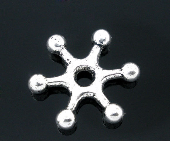 50 Silver Tone SNOWFLAKE Metal Spacer Beads, 16x14mm  bme0284
