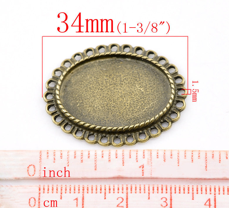 5 Antique Bronze Metal Oval Cabochon Frame Settings, 34x28mm  chb0280