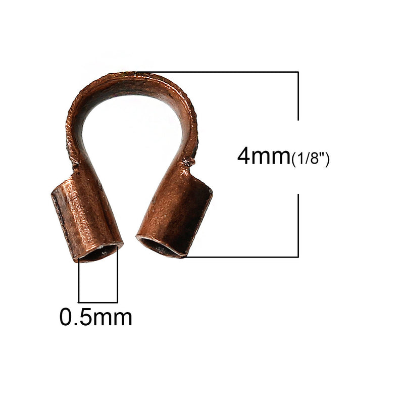 50 Antique Copper Wire Protector Findings, 4x4mm  fin0310a