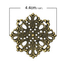 20 Antique Bronze Flat Filigree Flower Metal Embellishment Findings, 4.4cm  fil0045