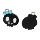 5 Cute Black with Blue Bow Resin SKULL Charm Pendants  cha0135