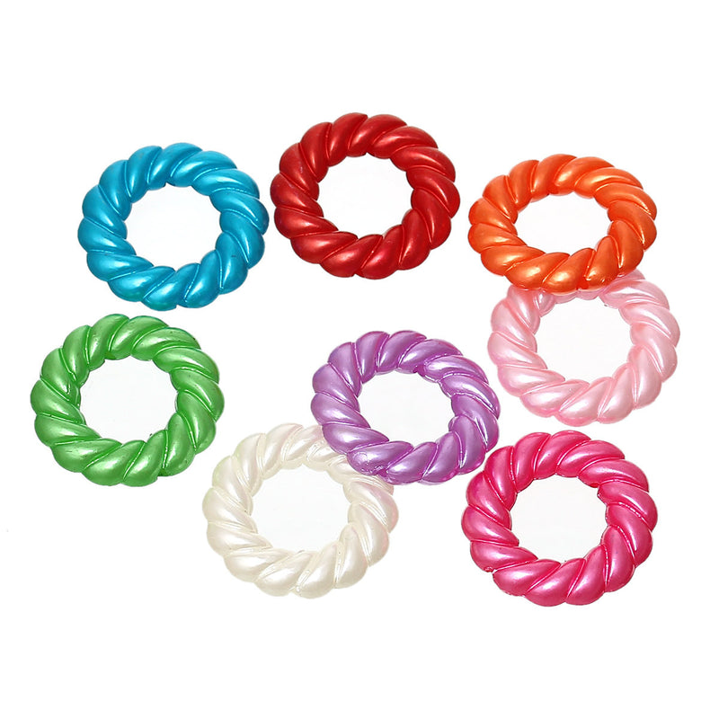 50 Acrylic Pearlized Mixed Color Twisted Circle Beads, 25mm  bac0104