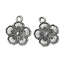 10 Antique Silver 5-PETAL FLOWER Charm Pendants  chs1435