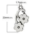 5 Antique Silver FLOWER SWIRL Charm Pendants  chs1436