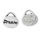 10 Antique Silver Stamped "Dream" Oval Charm Pendants  chs1431